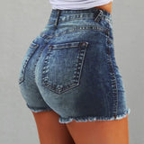 Women's High Waist Distressed Denim Shorts | Retro Slim Fit