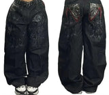 Y2K Retro Centipede Embroidered Oversized Wide-Leg Gothic Jeans