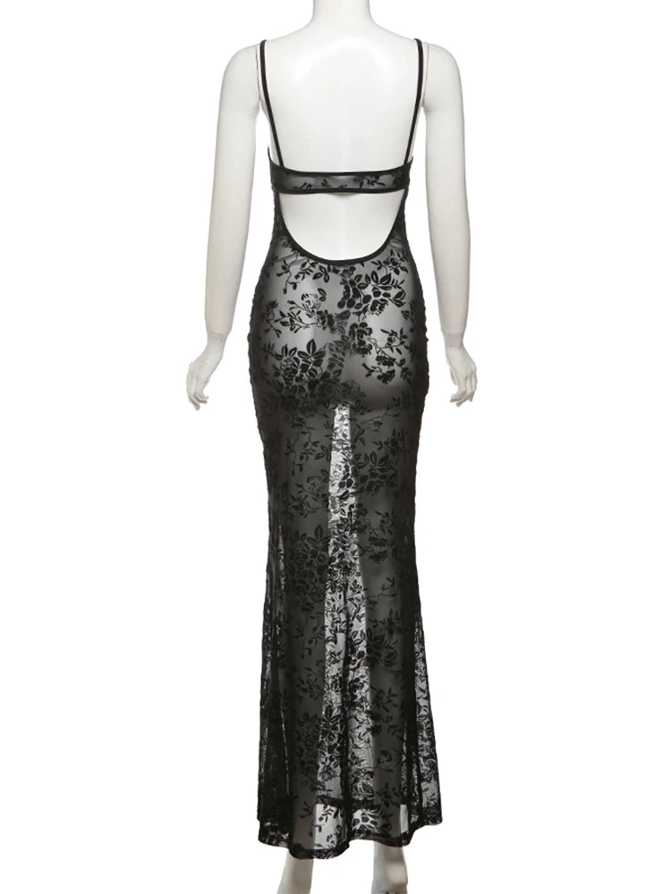 Black V-Neck Asymmetric Maxi Dress