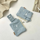 Women Short Wallets Canvas Female Purses Cute Star Bow Card Holder Wallet for Girl Small Zipper Wallet with Coin Purse