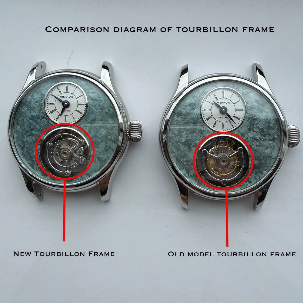 Merkur 100% Tourbillon Watch Men's Sapphire Waterproof Watch For Men Mechanical Wristwatches Relogio Masculino Leather Band
