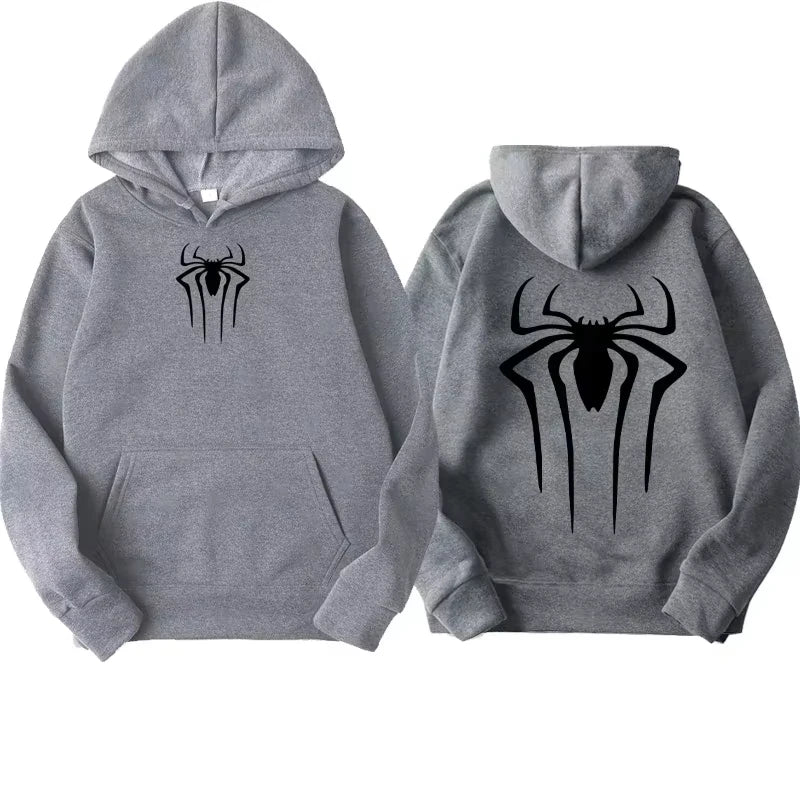Unisex Spider Print Relaxed-Fit Hoodie