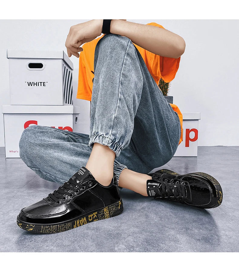 Men's Glitter Lace-Up Streetwear Sneakers