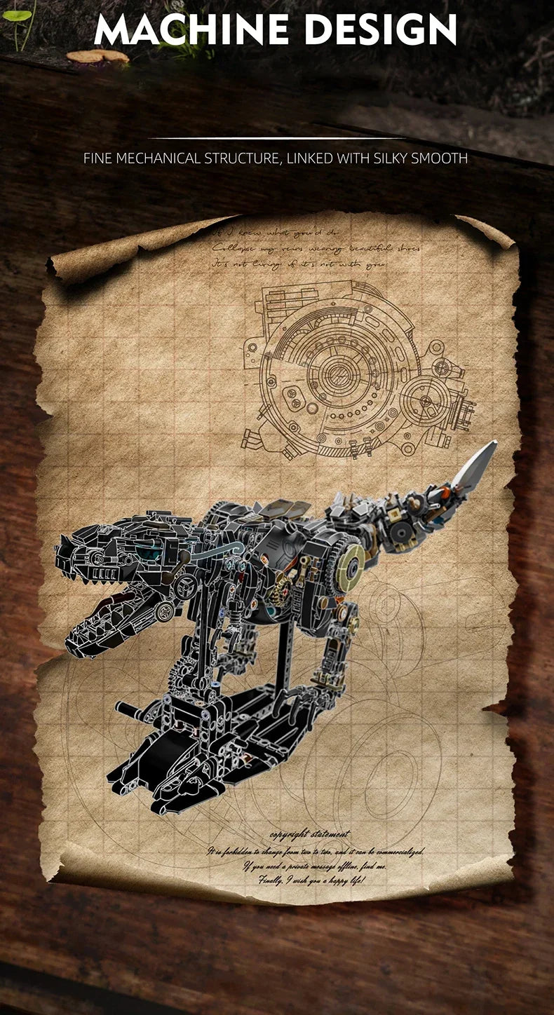 1268PCS Dinosaur Building Blocks Mechanical T-Rex Model Bricks Creative Desktop Decoration Educational DIY Toys Holiday Gifts
