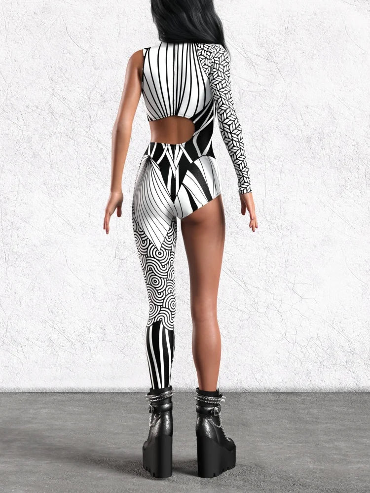 Medieval Art Irregular Lines Bodysuit