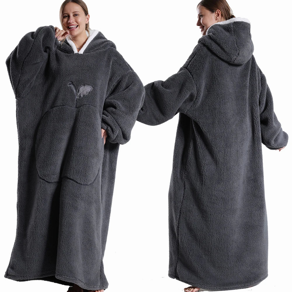 Extra Long Hooded Wearable Blanket