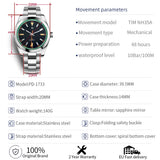PAGANI DESIGN 2026 New Z-Blue Men's Mechanical Watches Luxury Sapphire Glass 8215 Automatic Watch For Men Stainless steel Clock