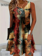Women's Floral Sleeveless A-Line Mini Dress