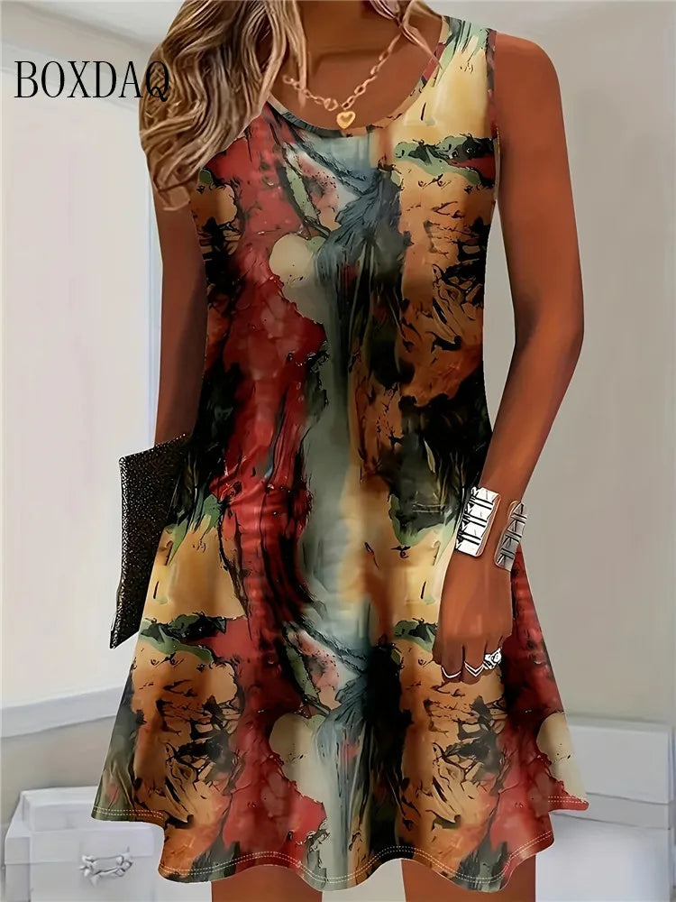 Women's Floral Sleeveless A-Line Mini Dress