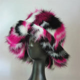 1pcs Winter Faux Fur Bucket Hat Warm Fluffy Plush colorful soft Winter hat Personality fur Fisherman Hats for women Plush hat겨