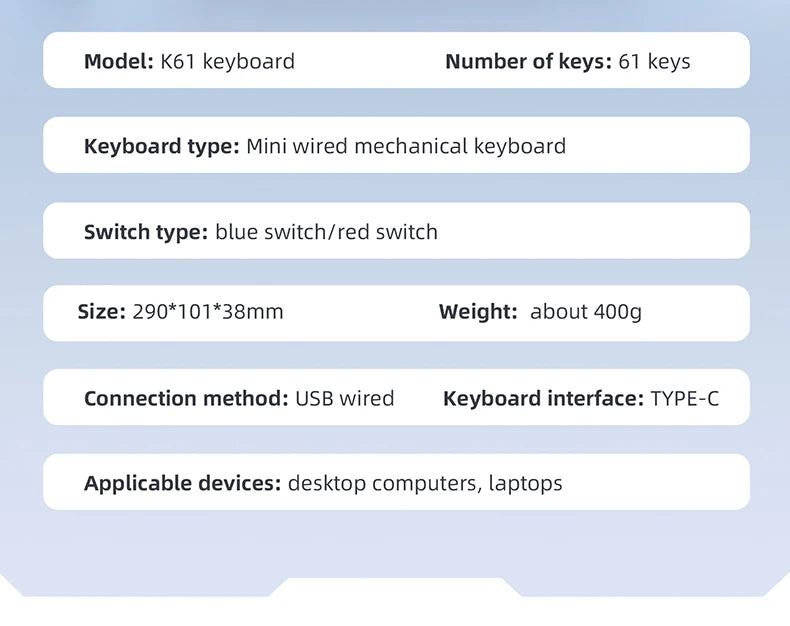 APAYADO K61 Mini Mechanical Keyboard – RGB 61-Key