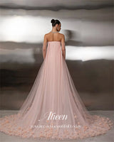 Pink Tulle Strapless Mermaid Evening Gown | Floral