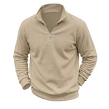 Men's Zip Sweatshirt Pullover Stand Collar Warm Fleece Casual Sweater Plain Long Sleeve Jumper Outwear Tops for Men Streetwear