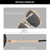 GCV Brand Classic Retro Women's Rectangular Square Metal Frame Glasses, Sunglasses, Polarizer Lenses，Box Oculos De Sol Gafas