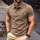 Men's 100% Cotton Polo Shirt — Embroidered Short Sleeve Golf Top