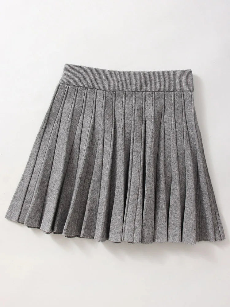 Elegant Knit Pleated Mini Skirt for Women