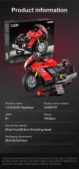 1043PCS CaDA 1:6 Scale Replica "Suzuki Hayabusa" 25th Anniversary Commemorative Edition Building Block Set