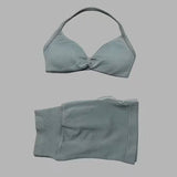 2 Pieces HISTELLO Sports Set Seamless Strappy Yoga Bra High Waist Scrunch Shorts Breathable Elastic Gym Workout Fitness Clothes
