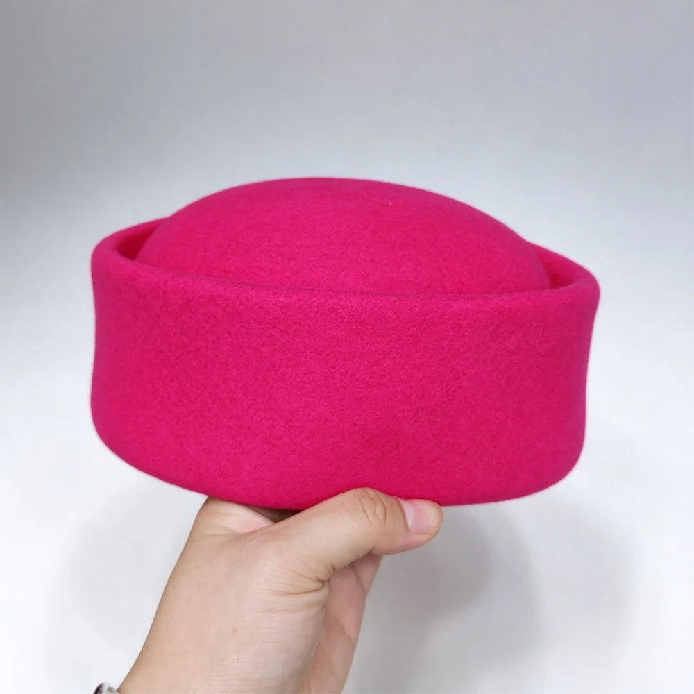 Women's Wool Felt Pillbox Beret Hat