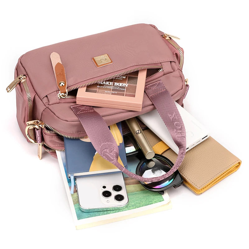 High Quality Fabric Women Shoulder Bag Pretty Style Gilrs Shopping Messenger Bag Fashion Casual Double Layers Women Handbag