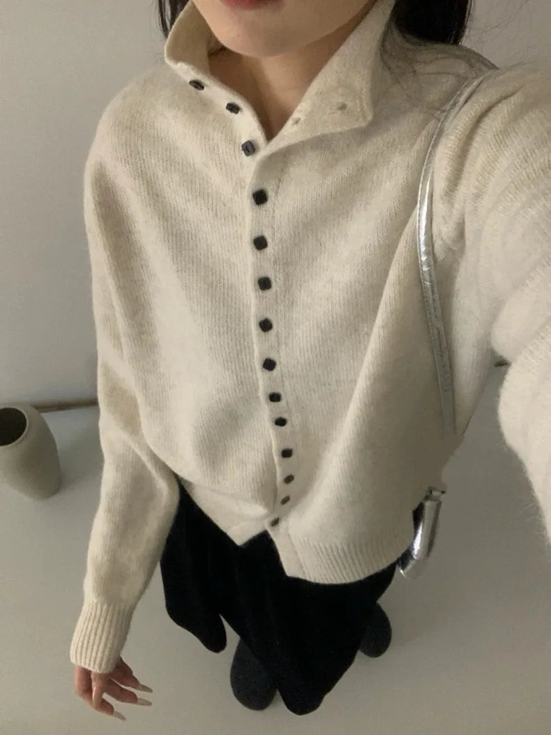 Women's Stand Collar Knit Cardigan Sweater