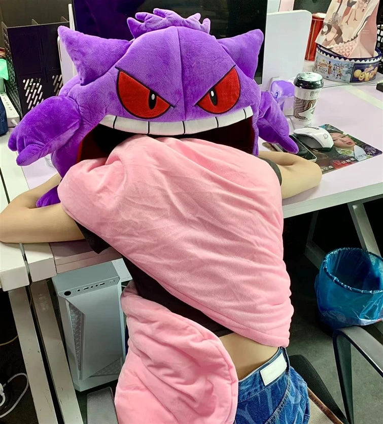 Cute Pokemon Gengar Kirby Headgear Doll Sleep Pillow Anime Integrated Dual Purpose Small Quilt Pet Sleeping Blanket Toy Figure