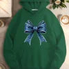 Floral Bow Accent Casual Hoodie