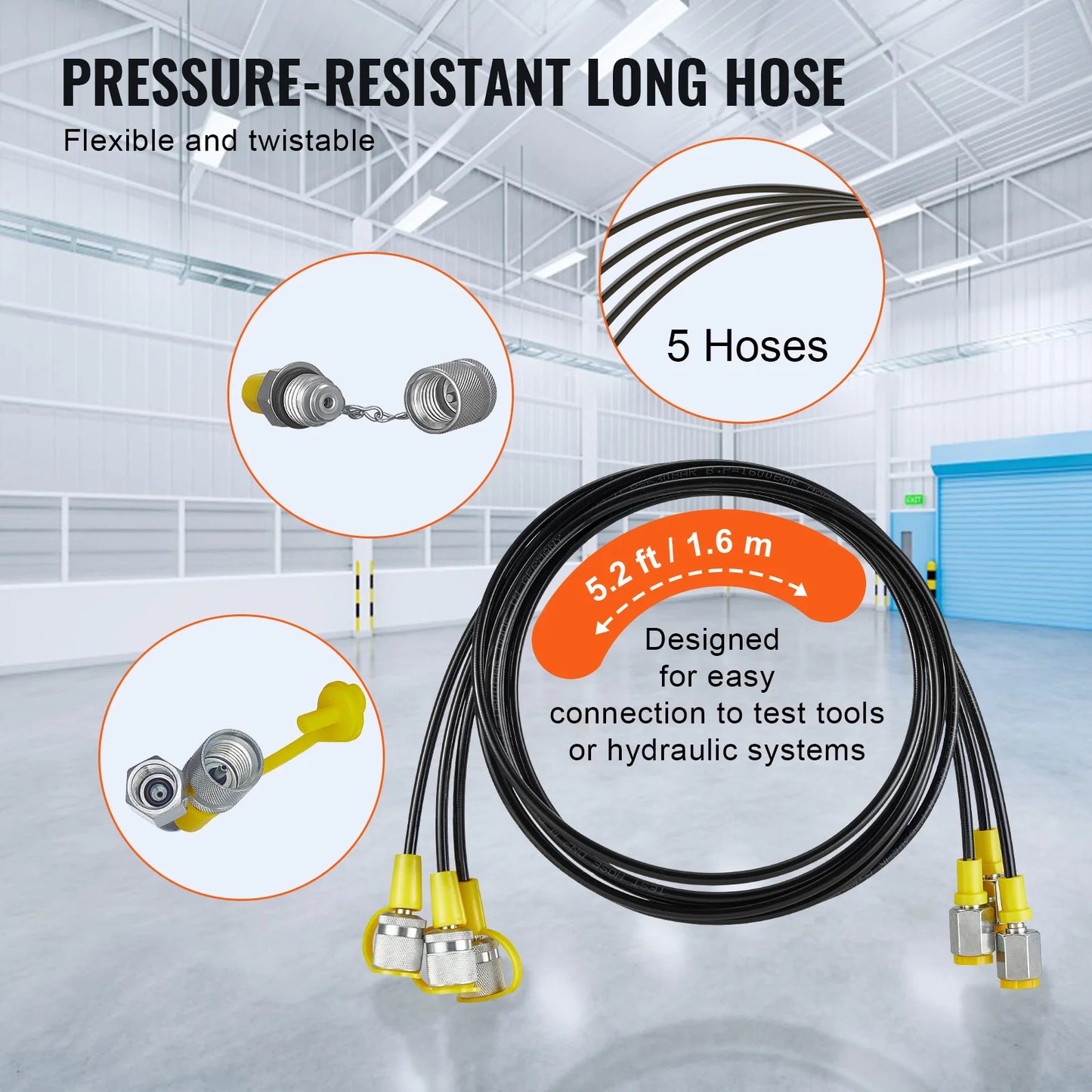 SucceBuy Hydraulic Pressure Test Kits Excavator Hydraulic Test Gauge Sets with Carrying Case for Excavator Tractors Machinery