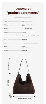 New suede velvet underarm tote bag for autumn and winter Simple large capacity first layer frosted cowhide handbag shoulder bag