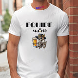 French Funny Single Farewell Bachelor Party T-shirt Wedding Beer Skeleton Tops Evg Team Married Tee Future Groom Man Squad Shirt