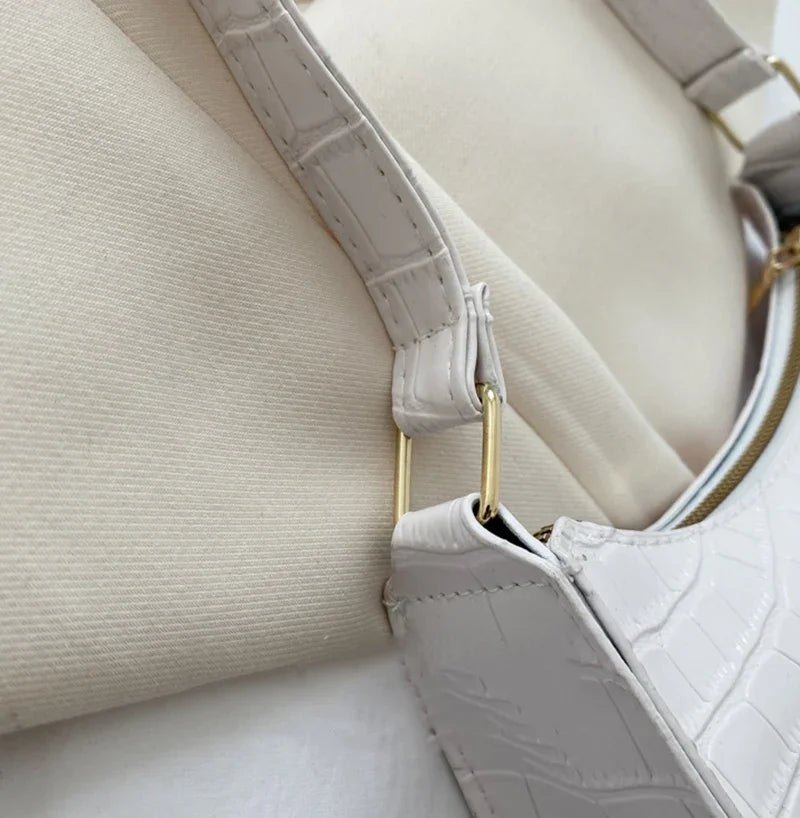 Fashion PU Leather Bags for Women Alligator Pattern Armpit Handbag Female Small Underarm Messenger Bag Purse