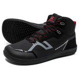 HOBIBEAR Unisex Mid Top Barefoot Shoes Mens Womens Wide Toe Artificial Leather Hiking Boots Outdoor Non-Slip Trail-Running Shoes
