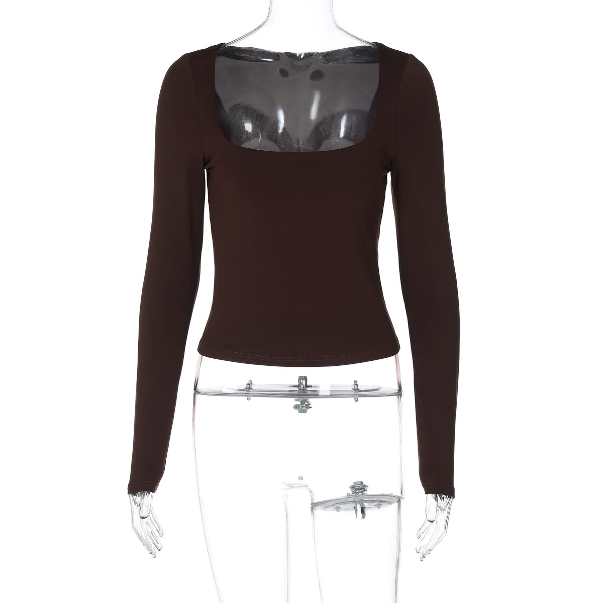 Autumn Slim-Fit Square Collar Long Sleeve T-Shirt | Women's Chic Casual Streetwear