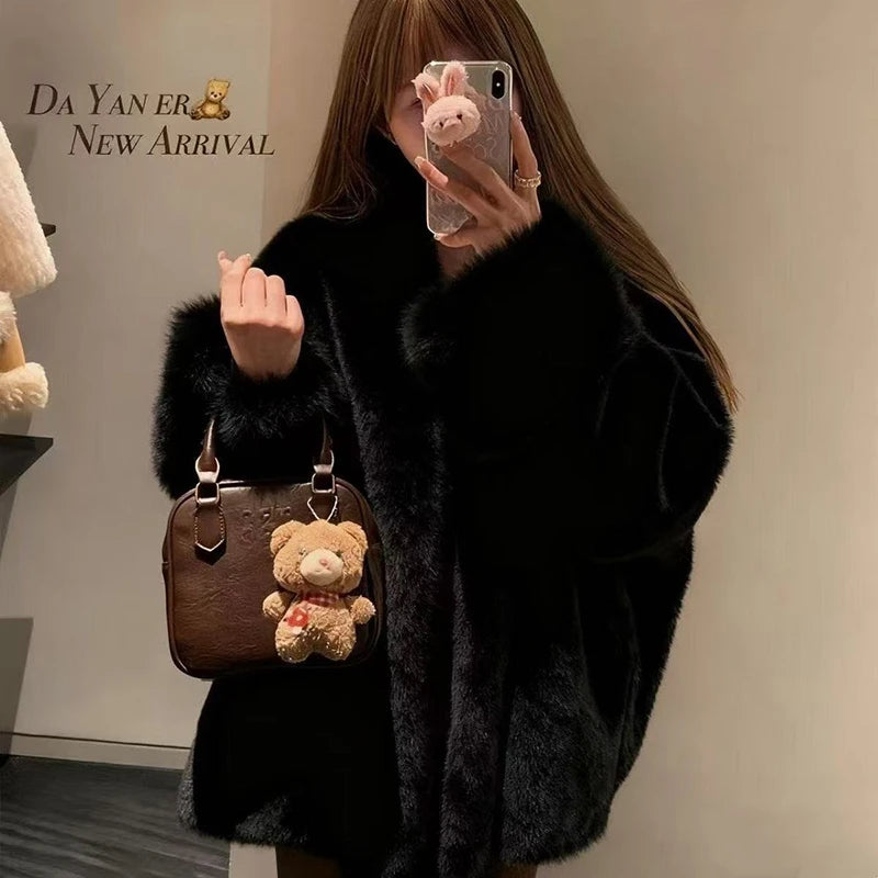 Women's Faux Mink Fur Coat – Loose Fit