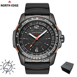 NORTH EDGE Gift Box Watch for Man Solar-powered PHOTON Fashion Quartz Watch Waterproof 50M Sport Silicone Strap Men Watch Reloj