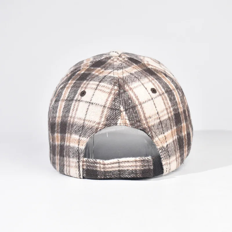 Unisex Checkered Baseball Cap with Adjustable Strap