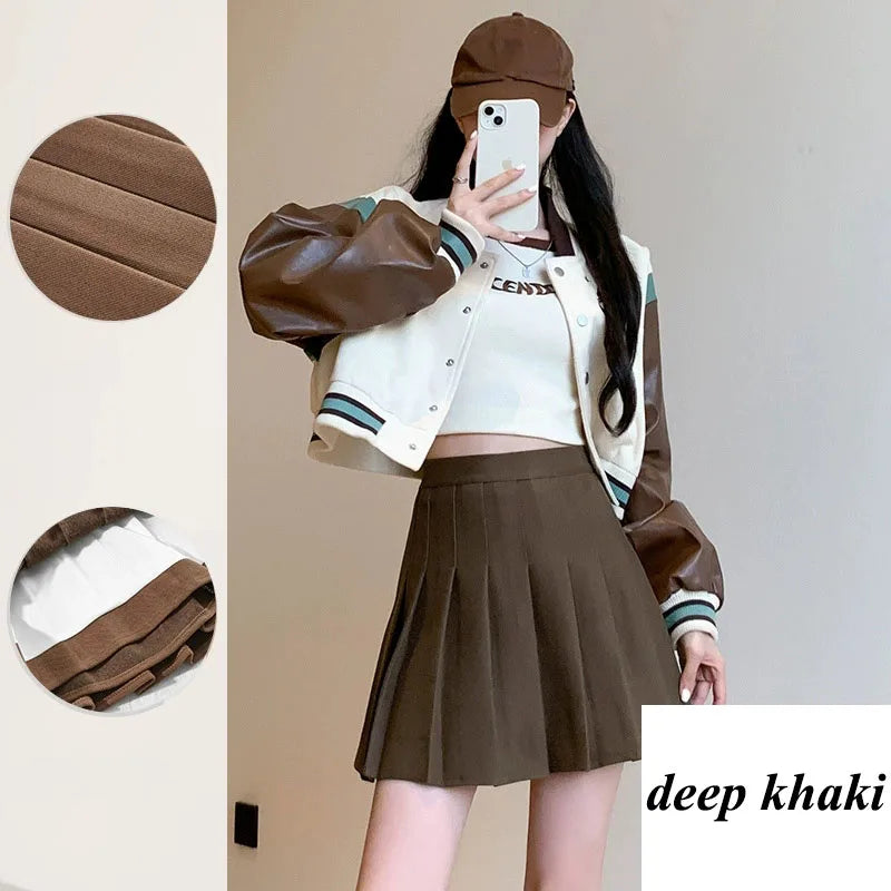 High-Waist Pleated Mini Skirt