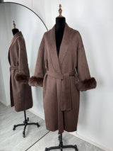 Elegant Fox Fur & Double-Sided Wool Coat