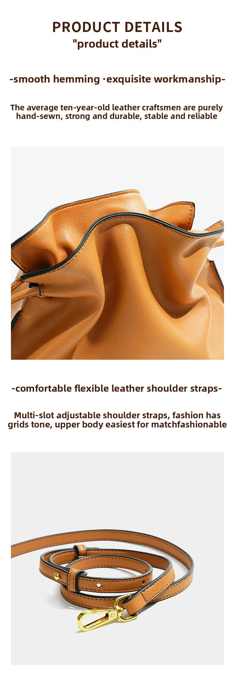 Autumn and Winter Classic Flamenco Fashion Lucky Bag Cloud Bag Genuine Leather Drawstring Shoulder Crossbody Bucket Bag for Wome