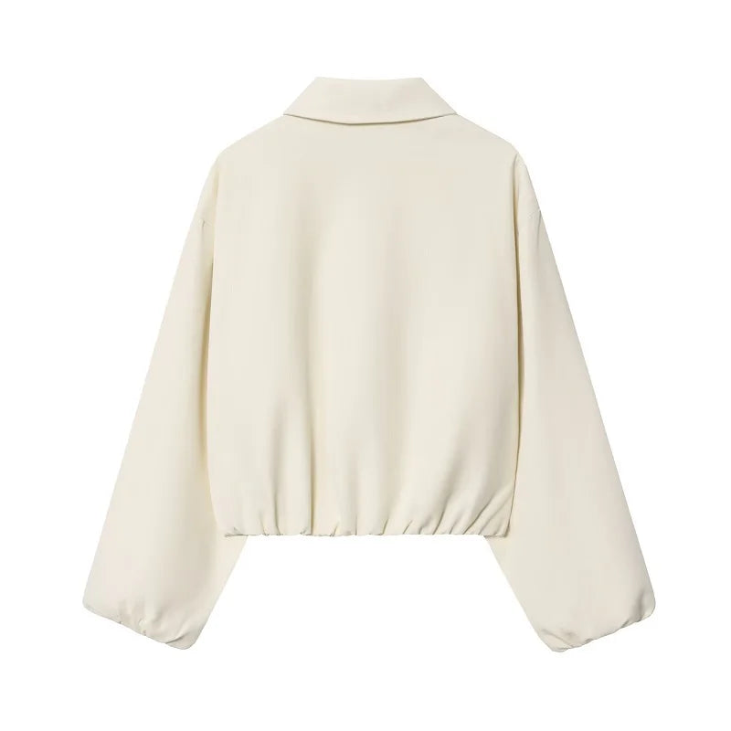 MUJER Women's Puffed Varsity Bomber Jacket | Cropped & Chic