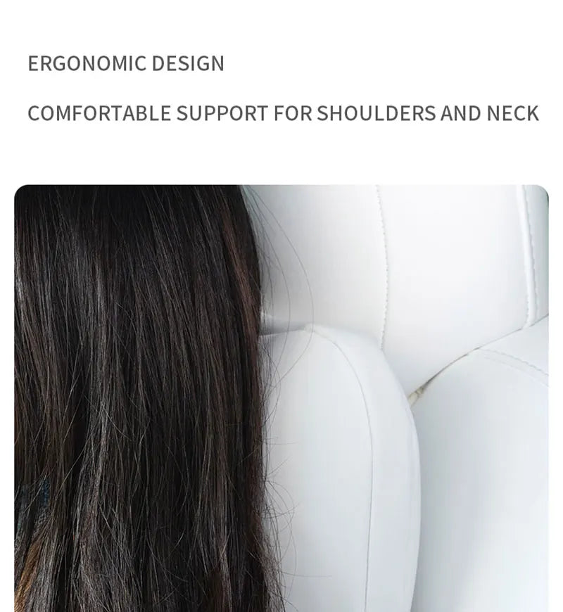 OULEX For Tesla Model 3 Y/Juniper Flocking/Leather Car Seat Neck Pillow Soft Memory Neck Pillow High-Quality Headrest Support