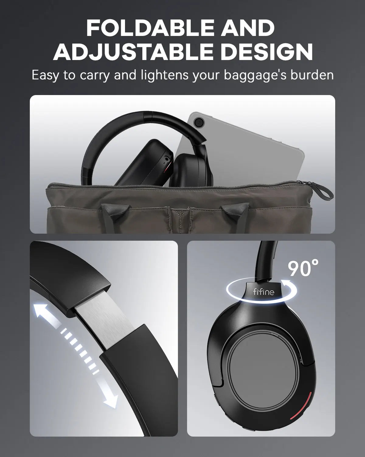 FIFINE Bluetooth wireless headset,Noise Canceling Headphones with Transparency Mode,Deep Bass,Clear Calls,80H Playtime -X3