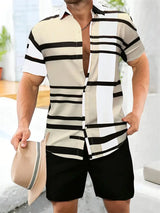 3D Geometric Color-Block Men’s Shirt
