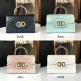 Advanced Ostrich Pattern Diamond Inlaid Women's Handbag New Fashionable High-End Shoulder Crossbody Bag