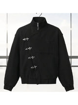Women' S Vintage Autumn Winter Jacket Airplane Buckle Loose Lapel Coat Full Sleeve Outwears 2025 New Lady High Streetwears
