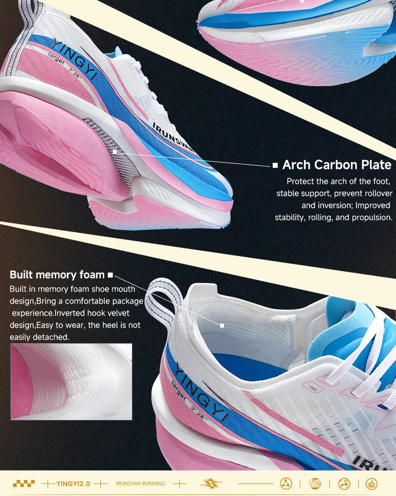 IRUNSVAN Shadow Wing 2.0 Carbon Plate Professional Marathon Running Shoes Men Lightweight Cushioning Training Outdoor Sneakers