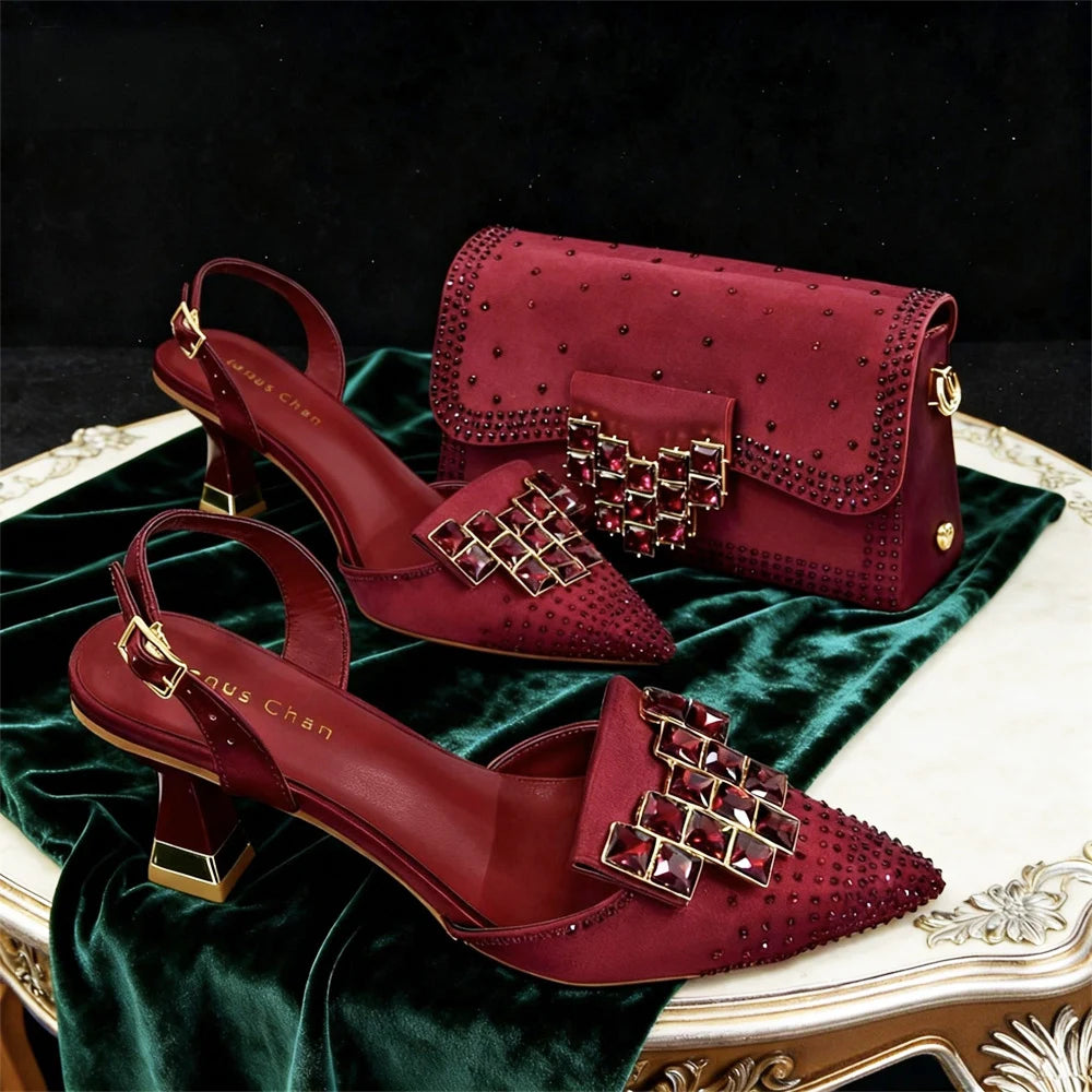 Rhinestone Pointed-Toe Heels & Bag Set | Party & Wedding