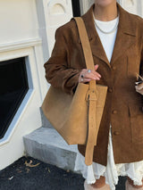 Motingsome Oversize Women Bag Luxury Suede Leather Winter Bags Frosted Cow Skin Handbag and Purses Retro Lady Tote 2024 New
