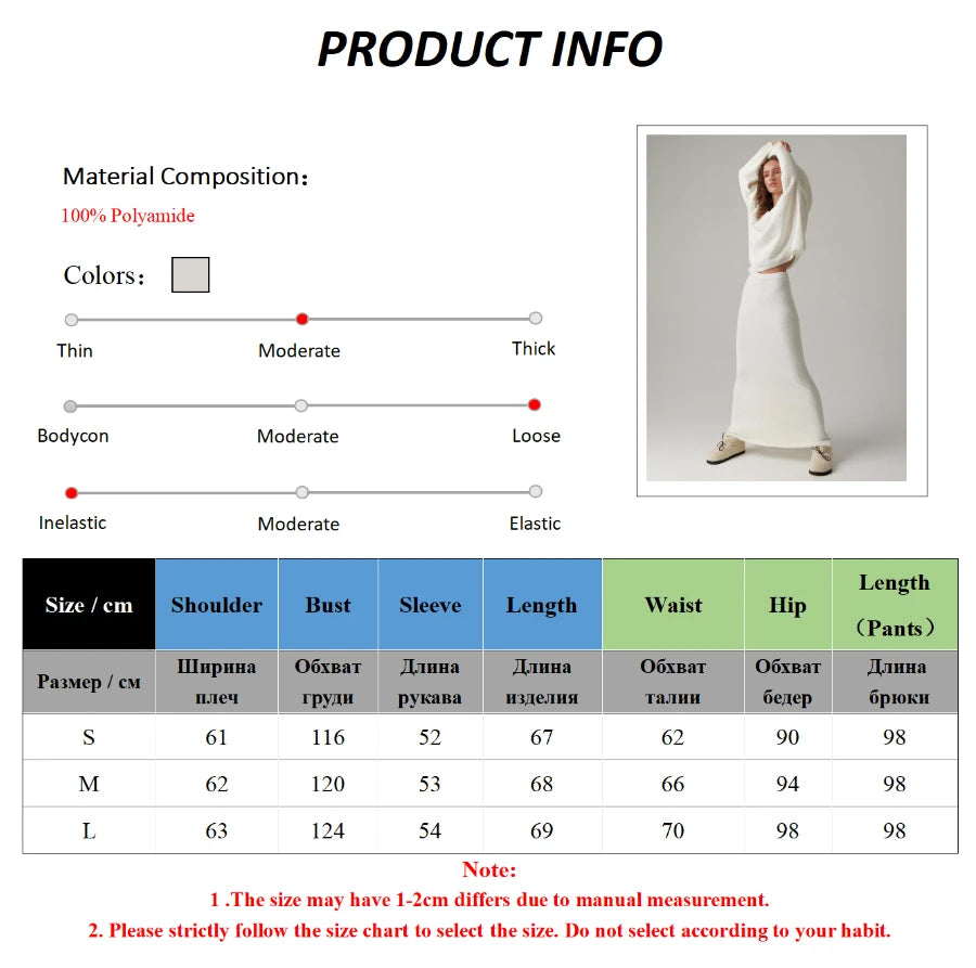 Women's V-Neck Knitted Sweater & Ankle-Length Skirt 2-Piece Set