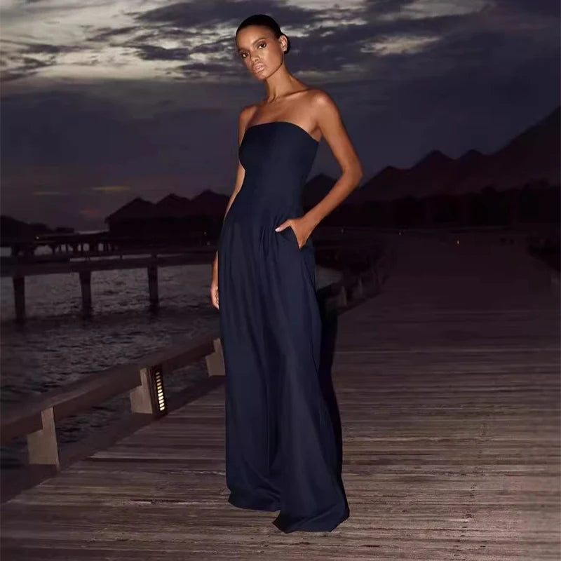 Floral Strapless Vest & Straight-Leg Trouser Set